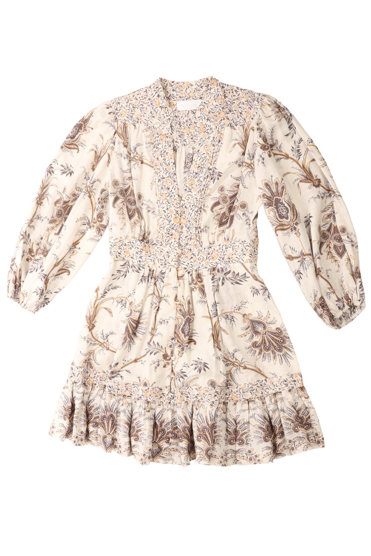 ZIMMERMANN ECRU LINEN MINI DRESS 1 UK 10
