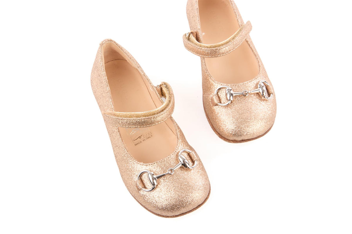 GUCCI GOLD KIDS GIRLS BALLET FLATS EU 23 UK 6 US 7