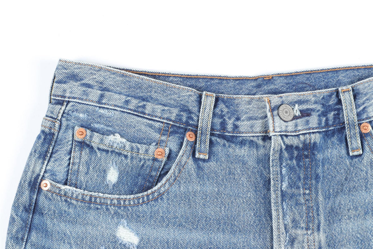 LEVI'S BLUE HIGH RISE DENIM SHORTS W30 UK 12