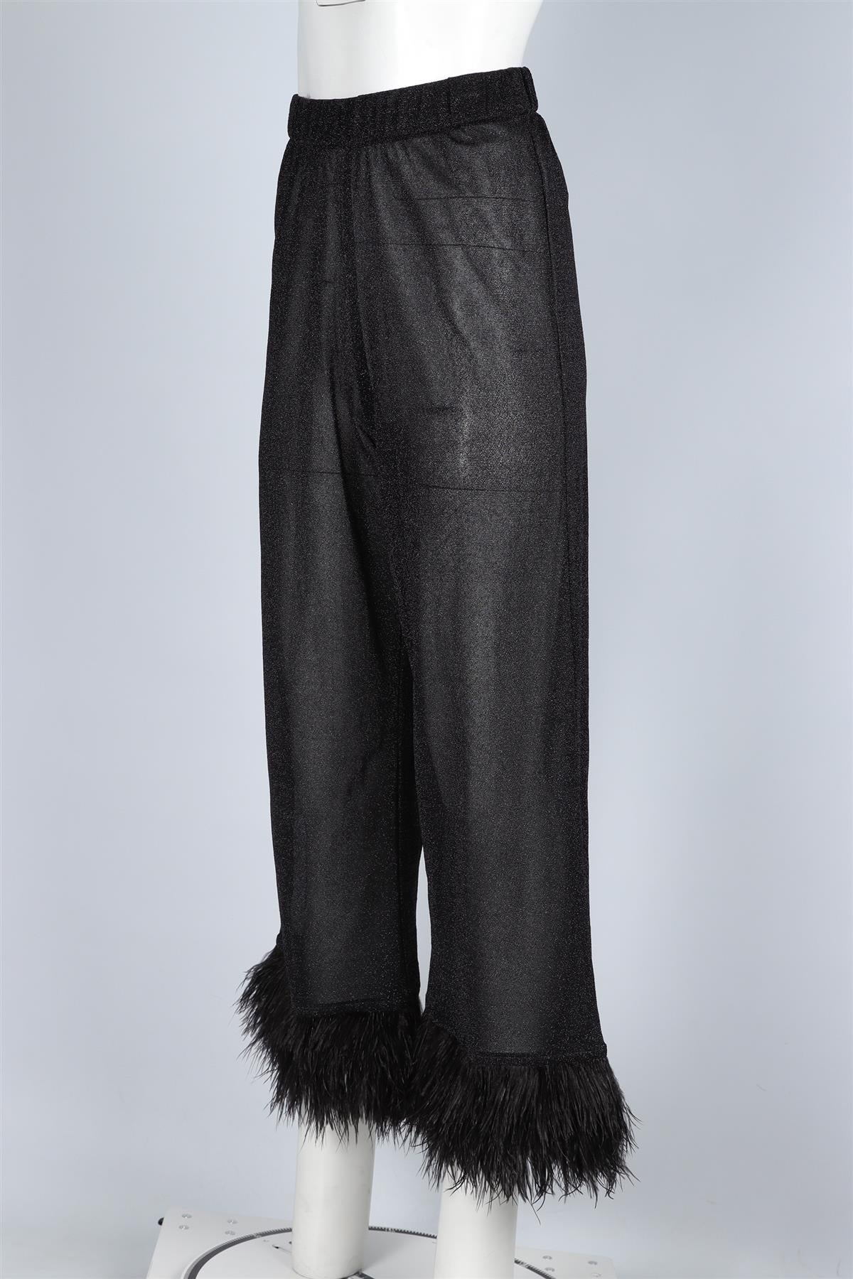 OSEREE BLACK KNIT WIDE LEG PANTS SMALL