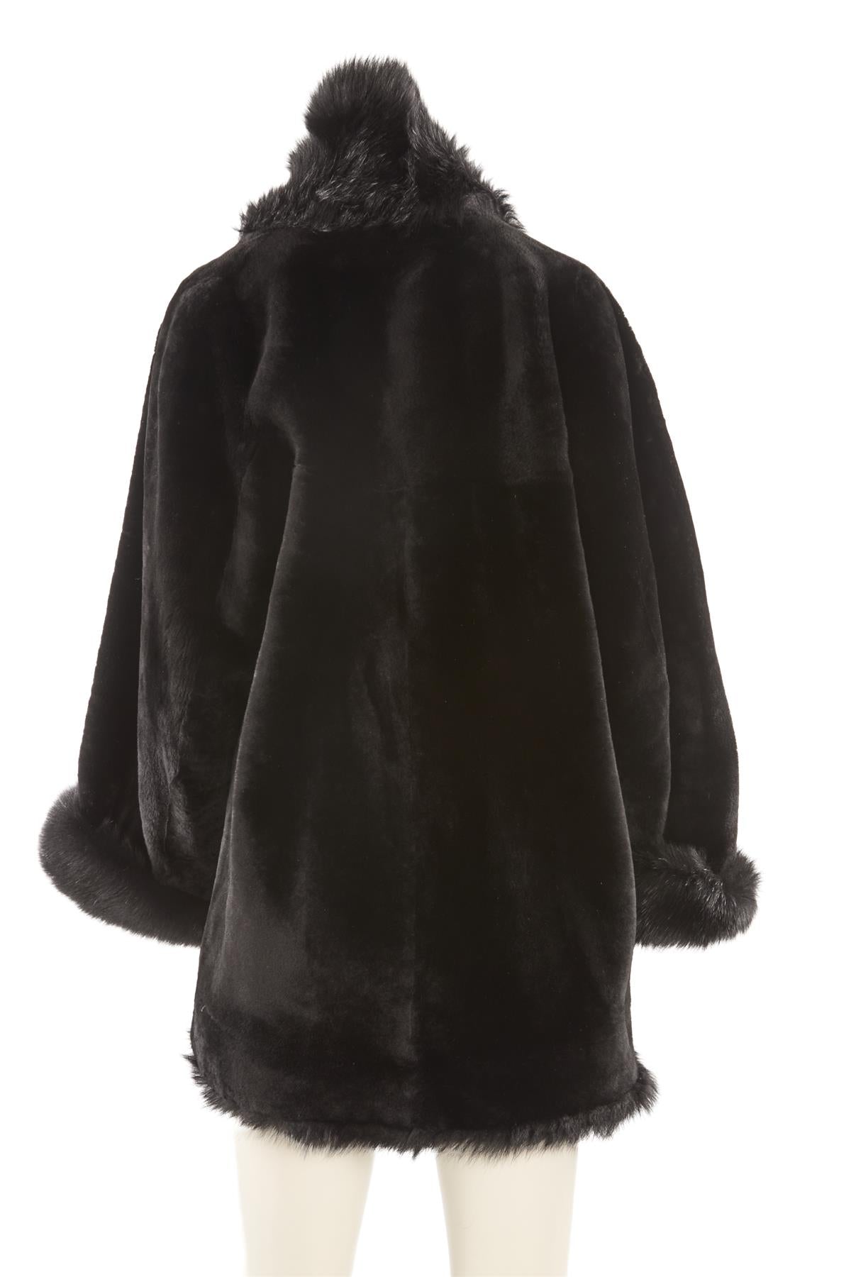 NOUR HAMMOUR BLACK SHEARLING COAT XSMALL