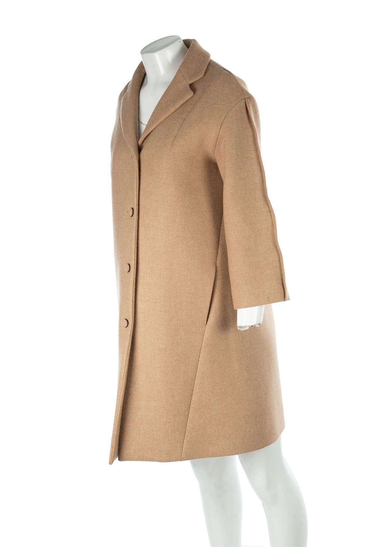 NINA RICCI TAN WOOL COAT FR 36 UK 8