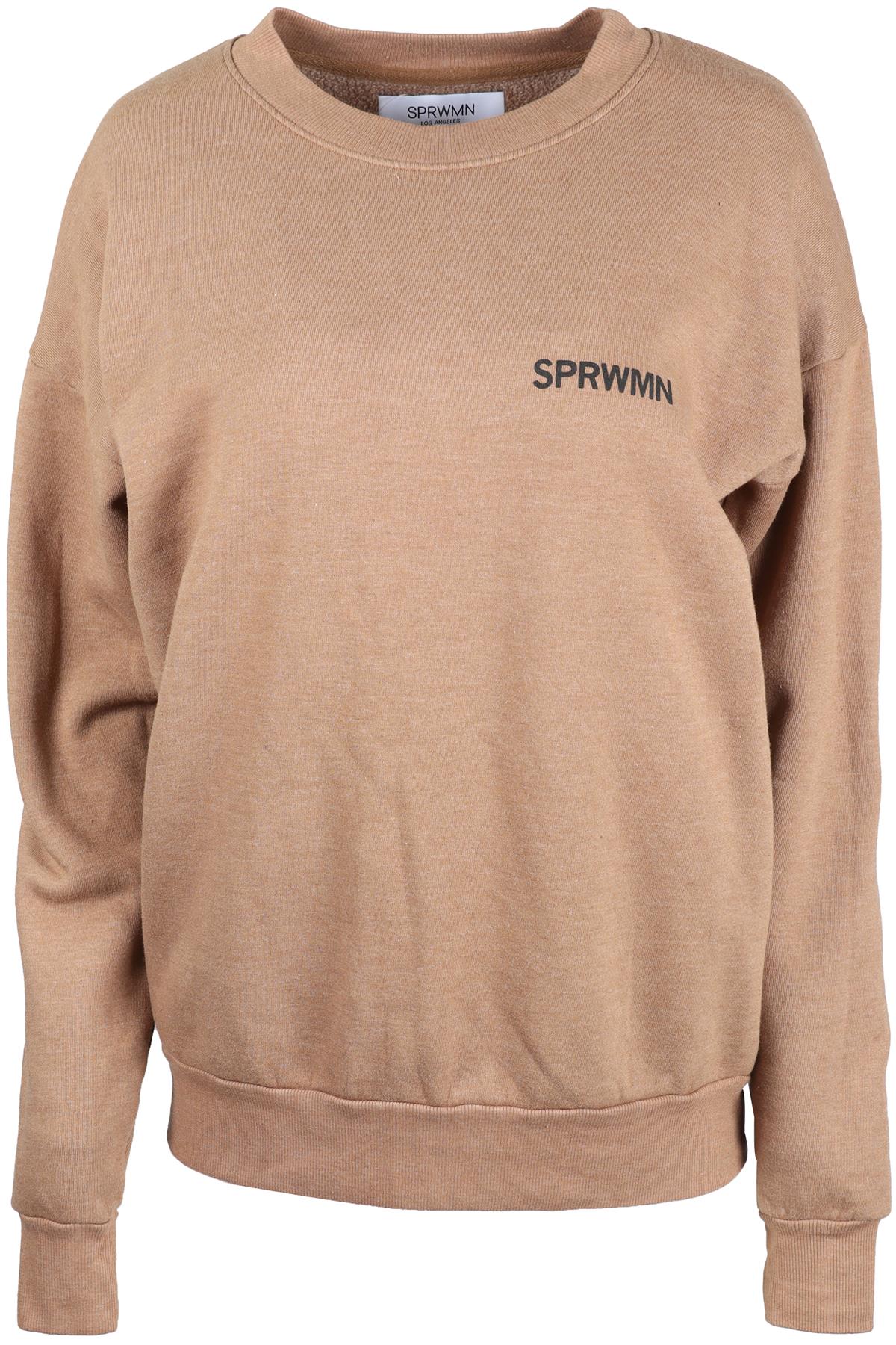 SPRWMN BROWN COTTON BLEND SWEATSHIRT SMALL