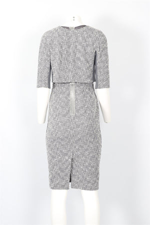 SPORTMAX GREY COTTON MIDI DRESS AND JACKET SET UK 6