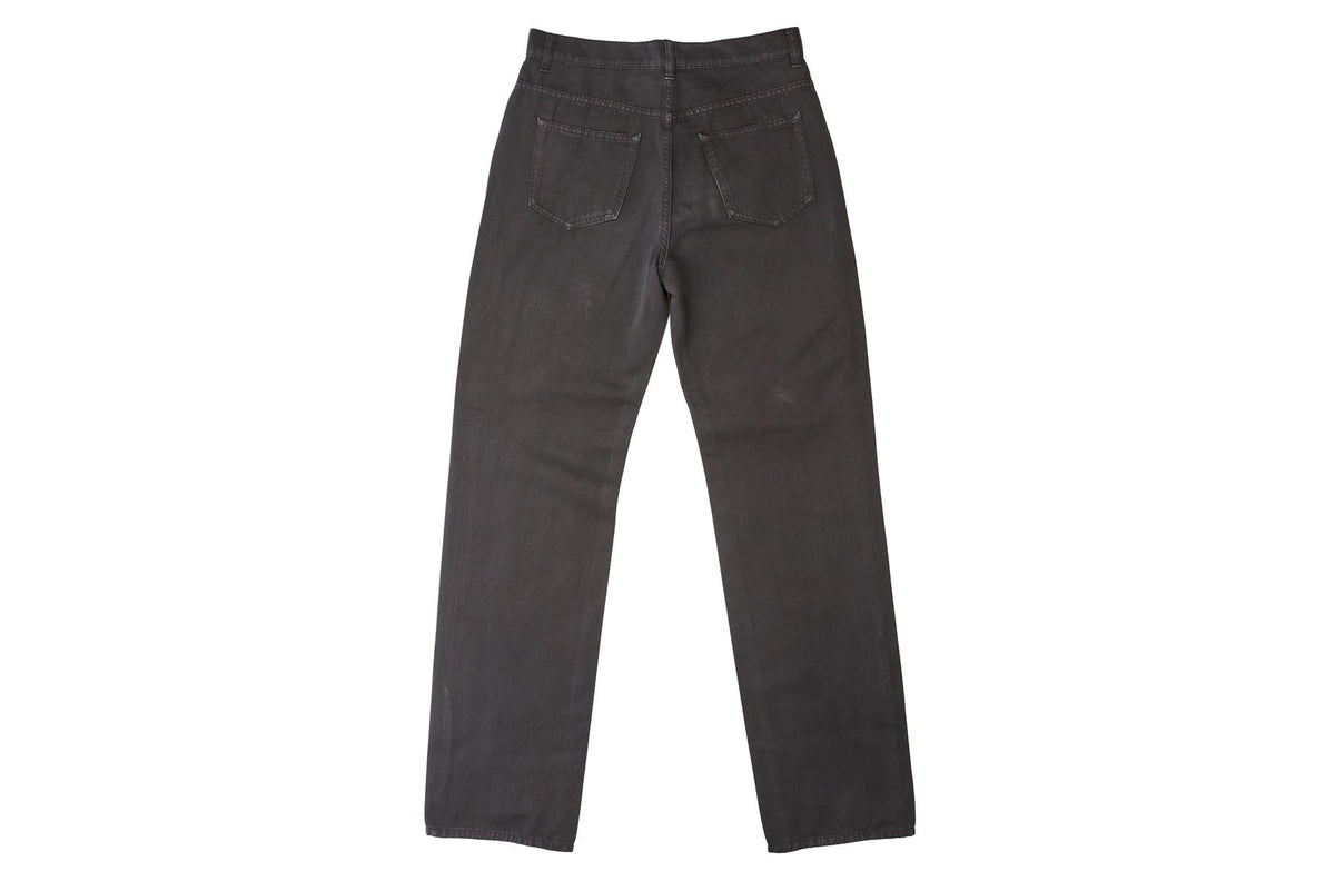 BLACK COTTON STRAIGHT LEG PANTS
