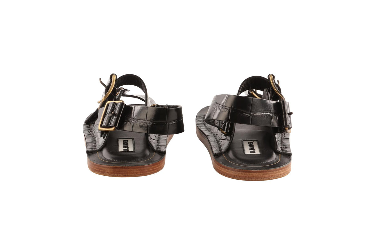 JIL SANDER BLACK LEATHER SANDALS EU 38 UK 5 US 8