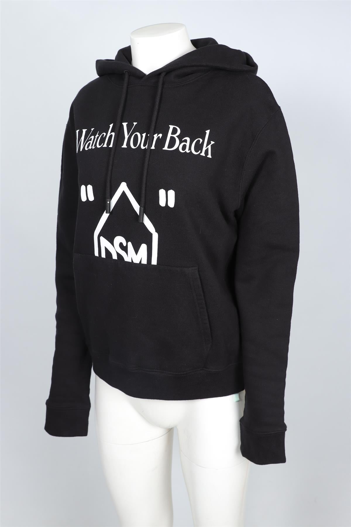 OFF-WHITE BLACK COTTON HOODIE MEDIUM
