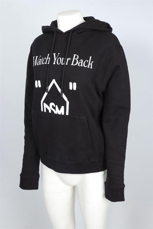 OFF-WHITE BLACK COTTON HOODIE MEDIUM