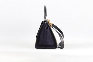 CELINE BLACK TRAPEZE SMALL FELT AND LEATHER TOTE BAG