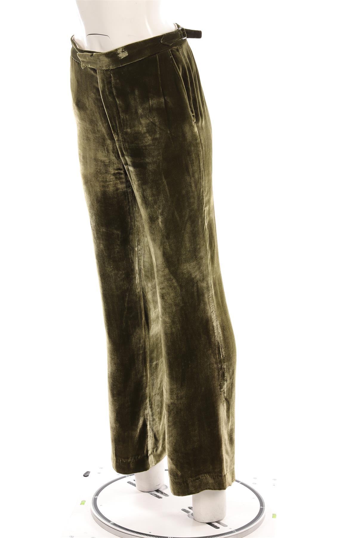 ALEX EAGLE GREEN VELVET STRAIGHT LEG PANTS UK 8