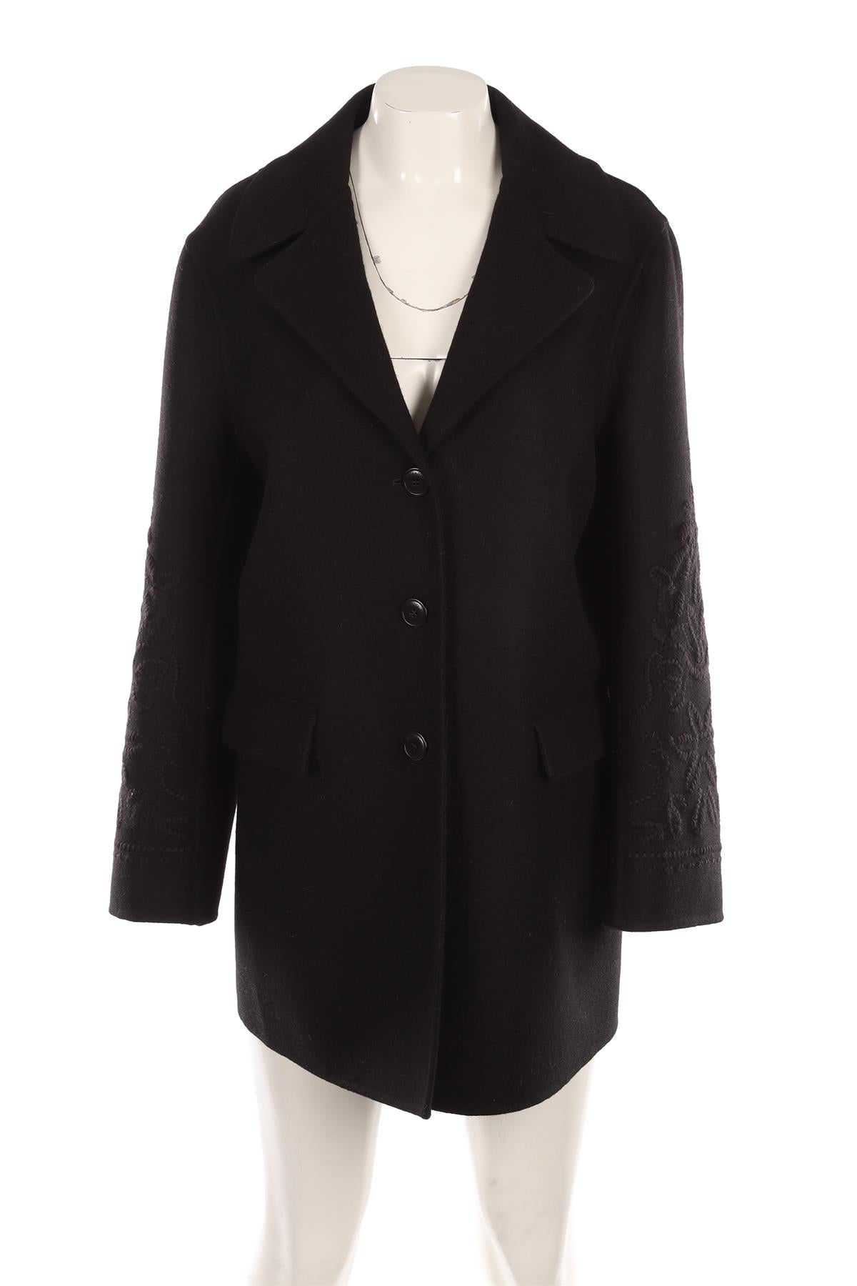 ERMANNO SCERVINO BLACK WOOL COAT IT 44 UK 12