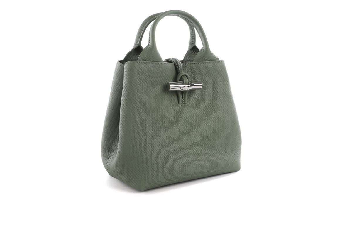 Longchamp Green Le Roseau Small Leather Tote Bag
