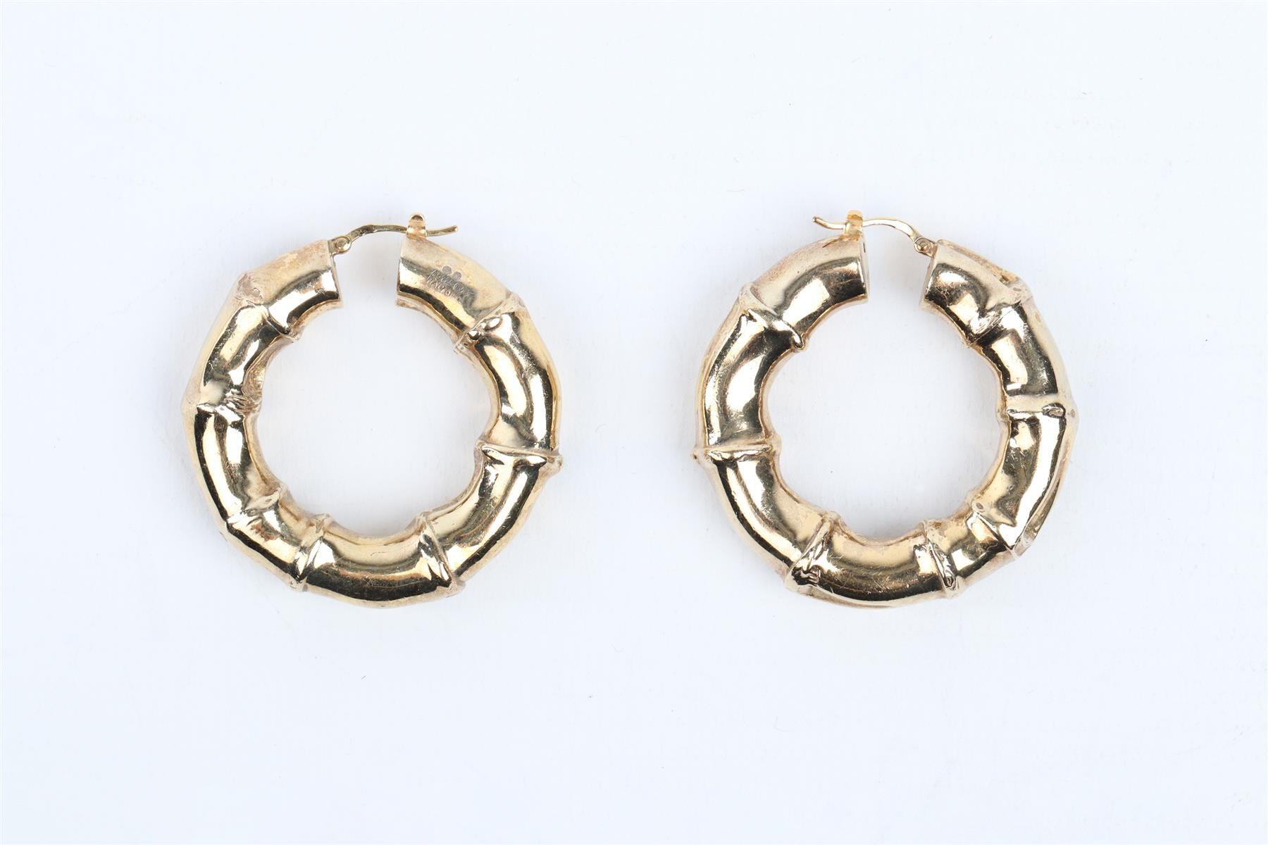 BOTTEGA VENETA GOLD BAMBOO HOOP EARRINGS