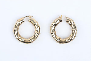 BOTTEGA VENETA GOLD BAMBOO HOOP EARRINGS