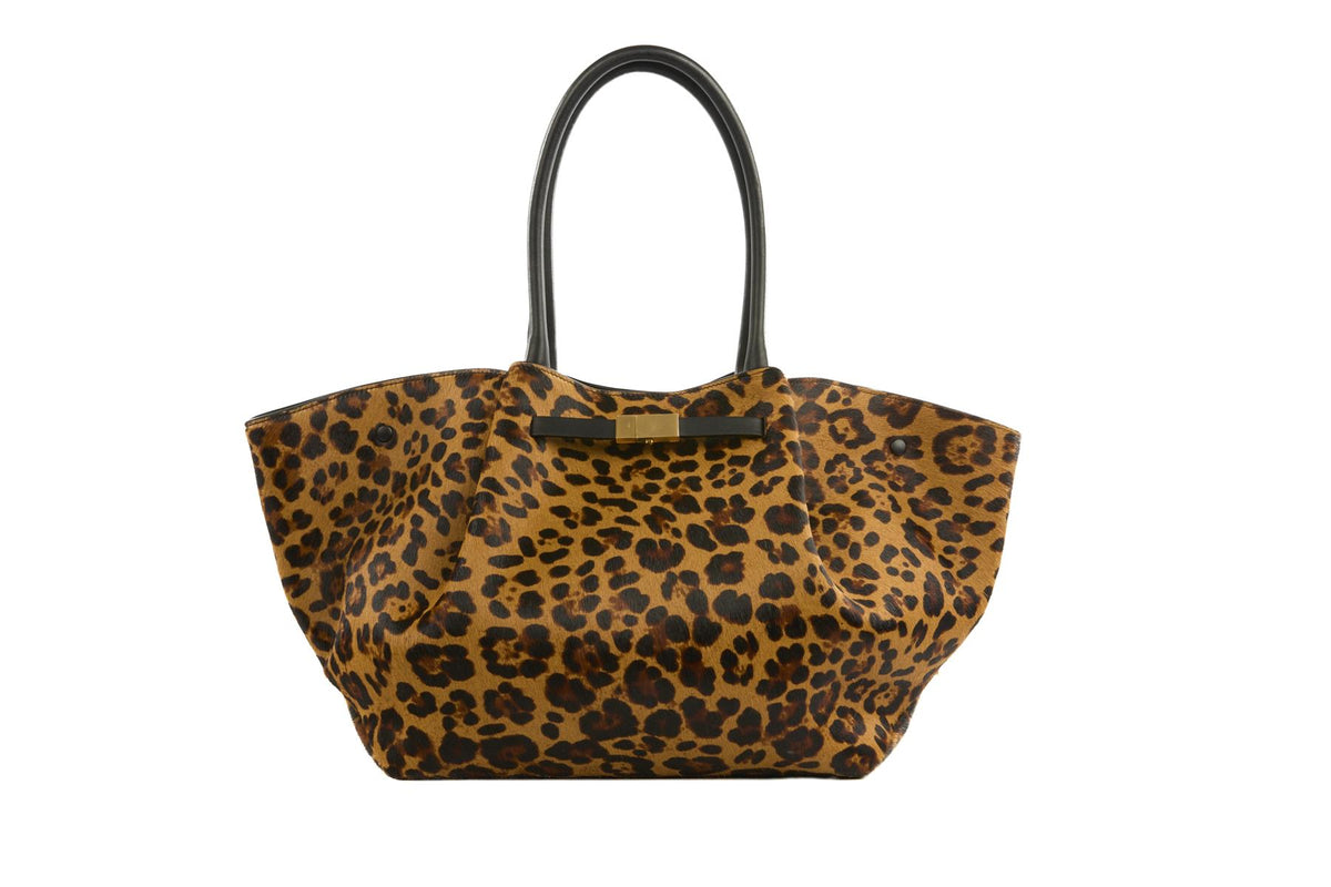 DEMELLIER BROWN NEW YORK MEDIUM CALF HAIR TOTE BAG