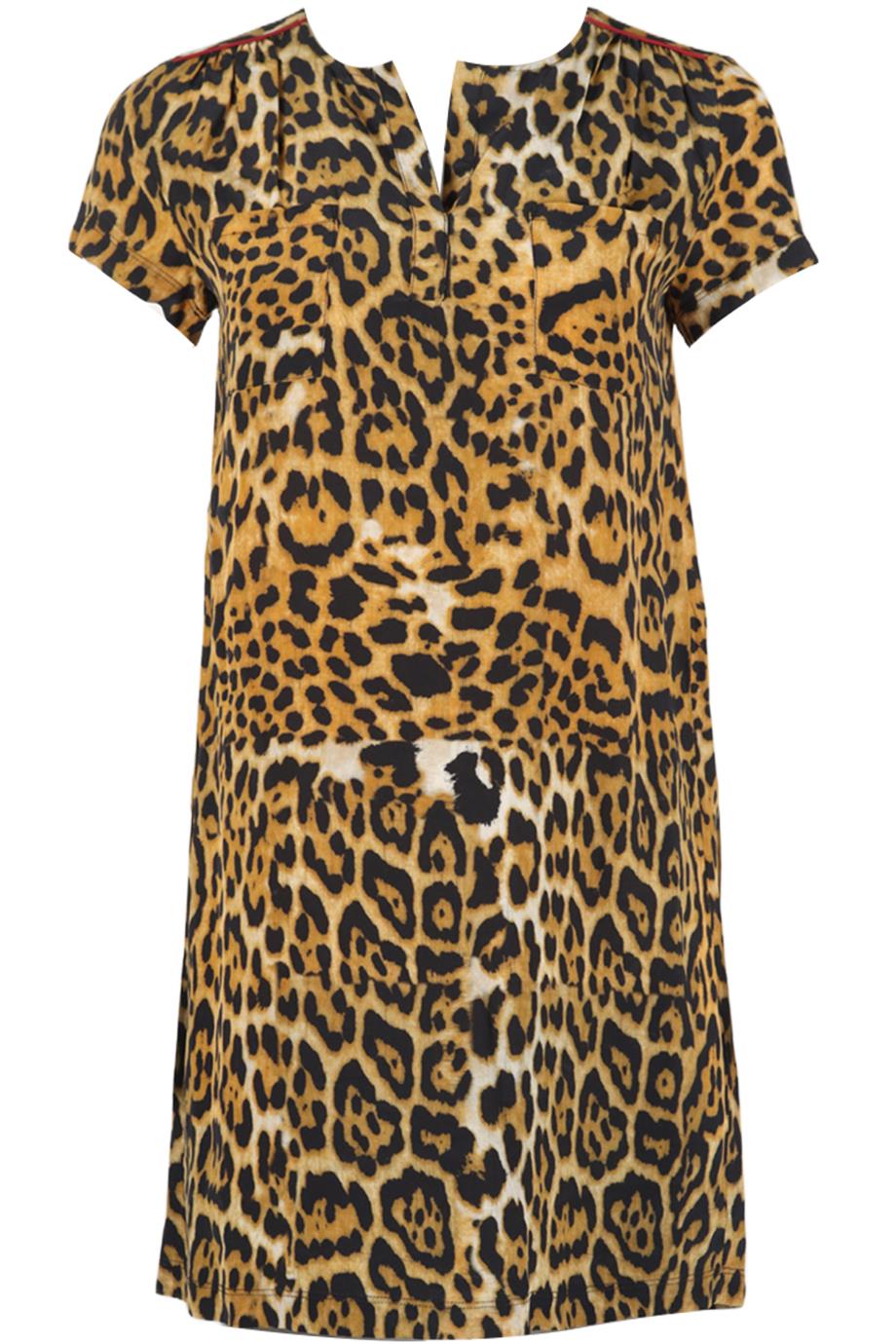 MASSCOB LEOPARD PRINT SILK MINI DRESS XSMALL