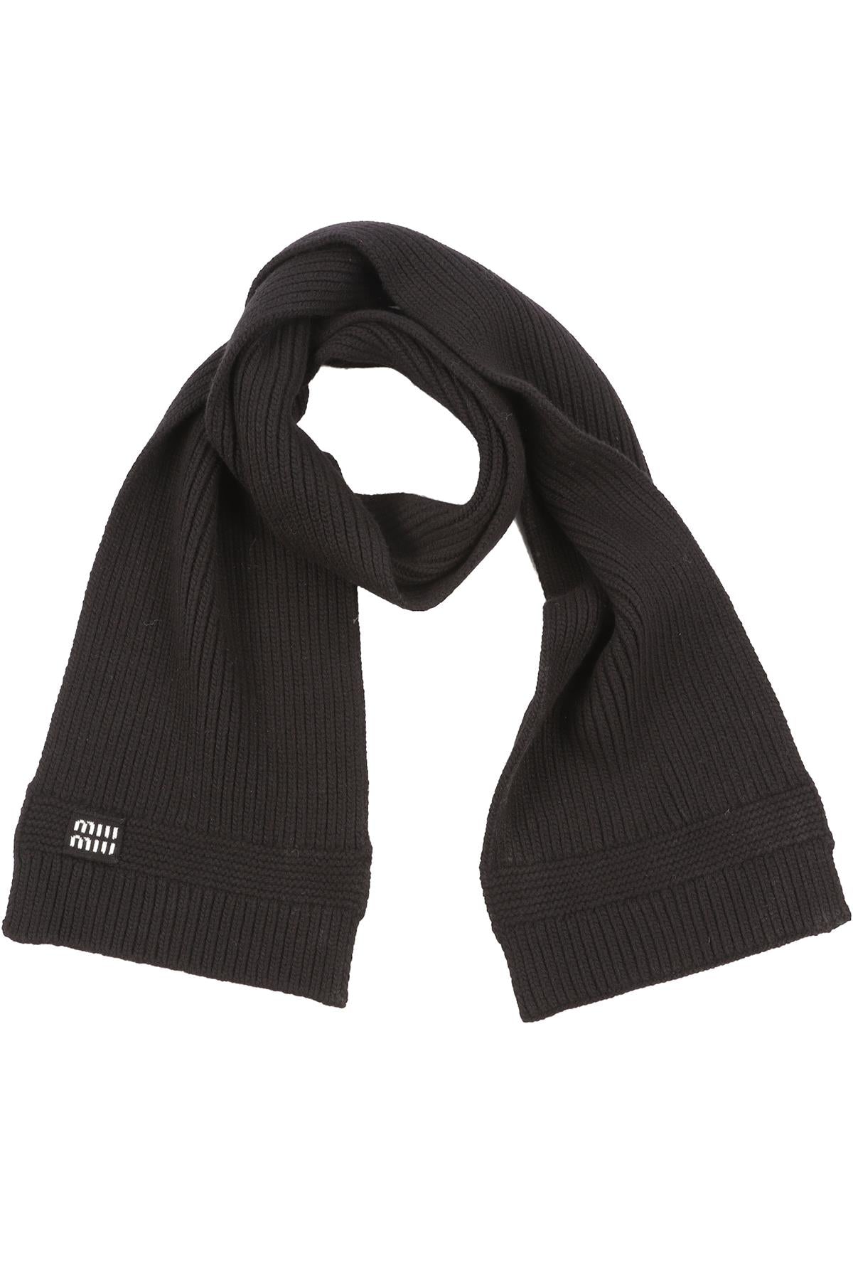 MIU MIU BLACK WOOL SCARF