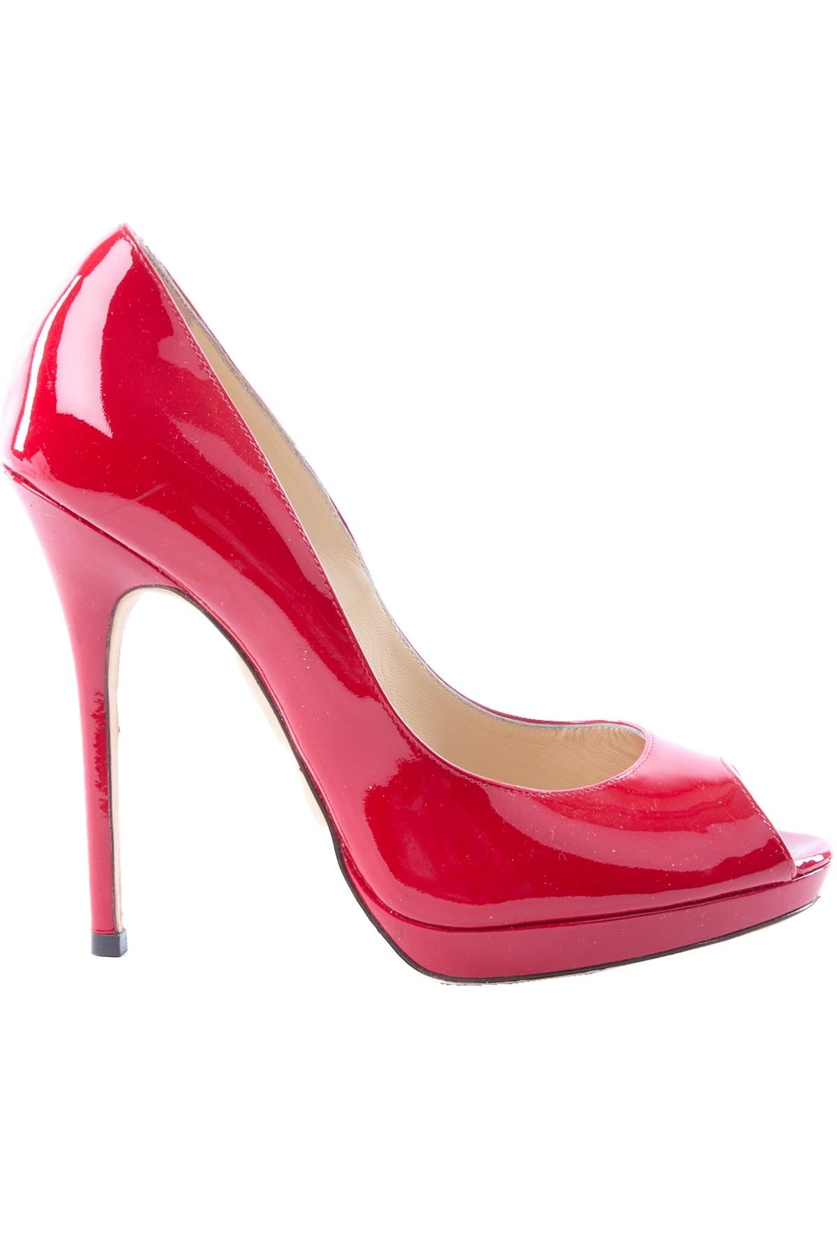 JIMMY CHOO RED PATENT LEATHER PUMPS EU 37.5 UK 4.5 US 7.5