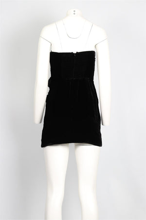 REFORMATION BLACK STRAPLESS VELVET MINI DRESS US 2 UK 6