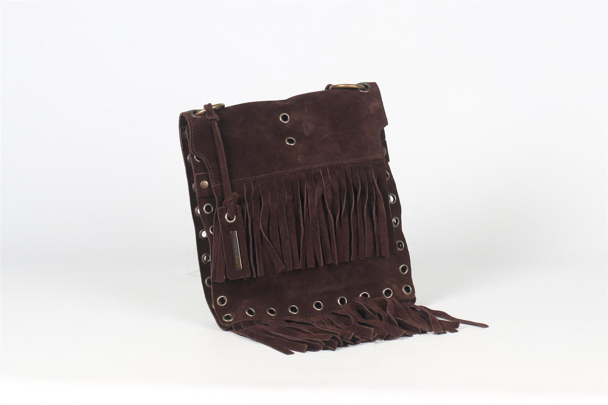 DOLCE & GABBANA FRINGED SUEDE SHOULDER BAG