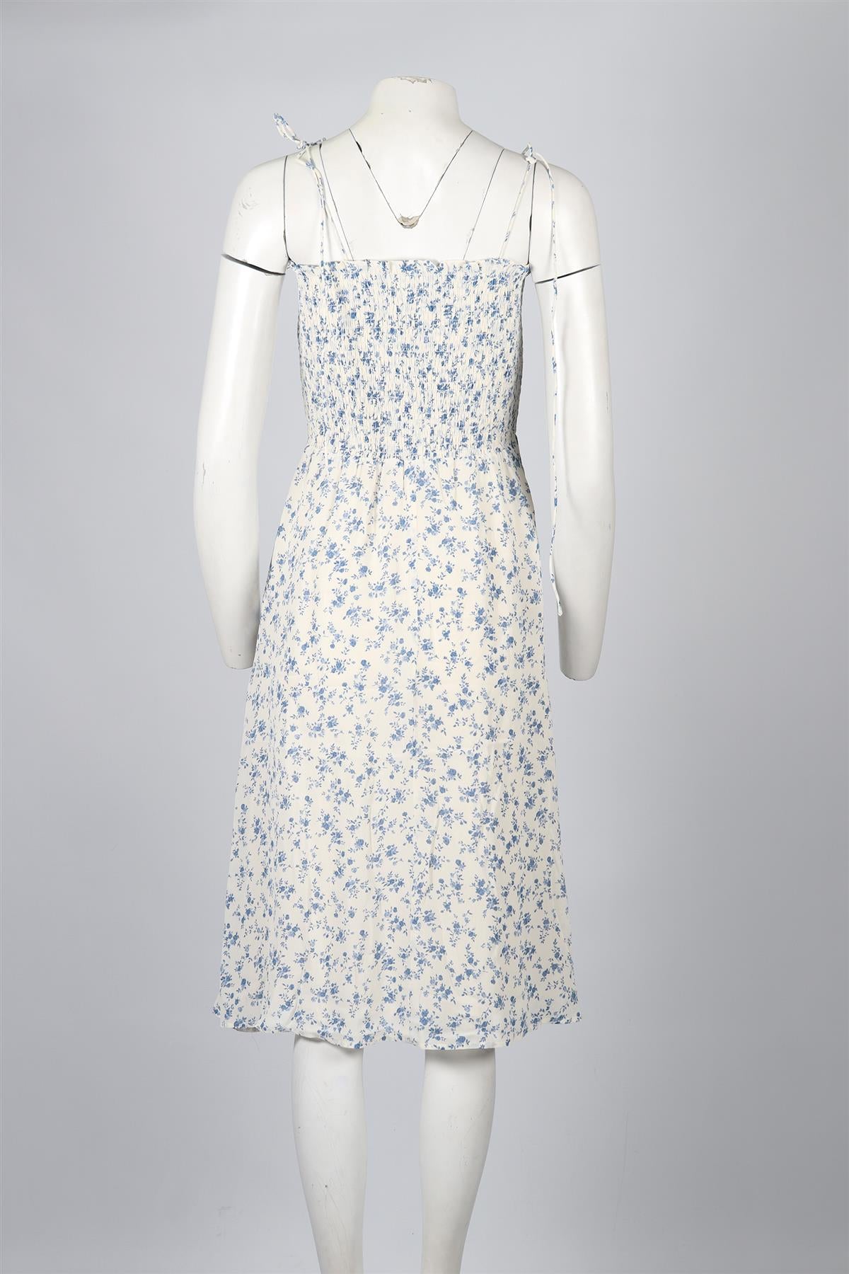 REFORMATION FLORAL PRINT CREPE MIDI DRESS SMALL
