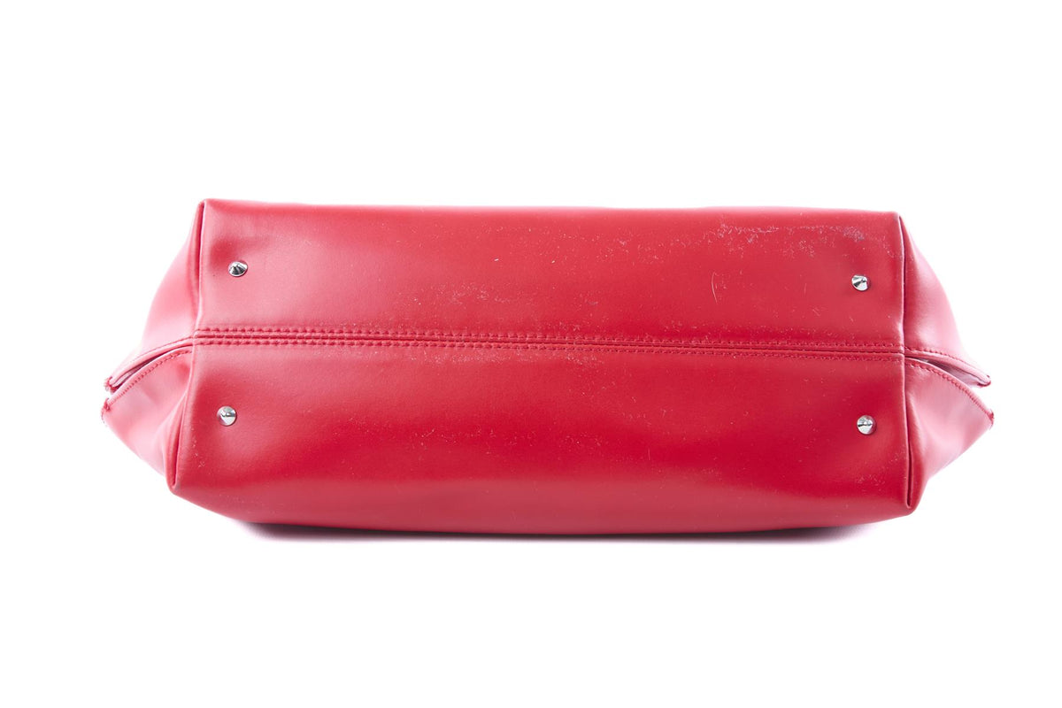 FURLA RED LEATHER TOTE BAG
