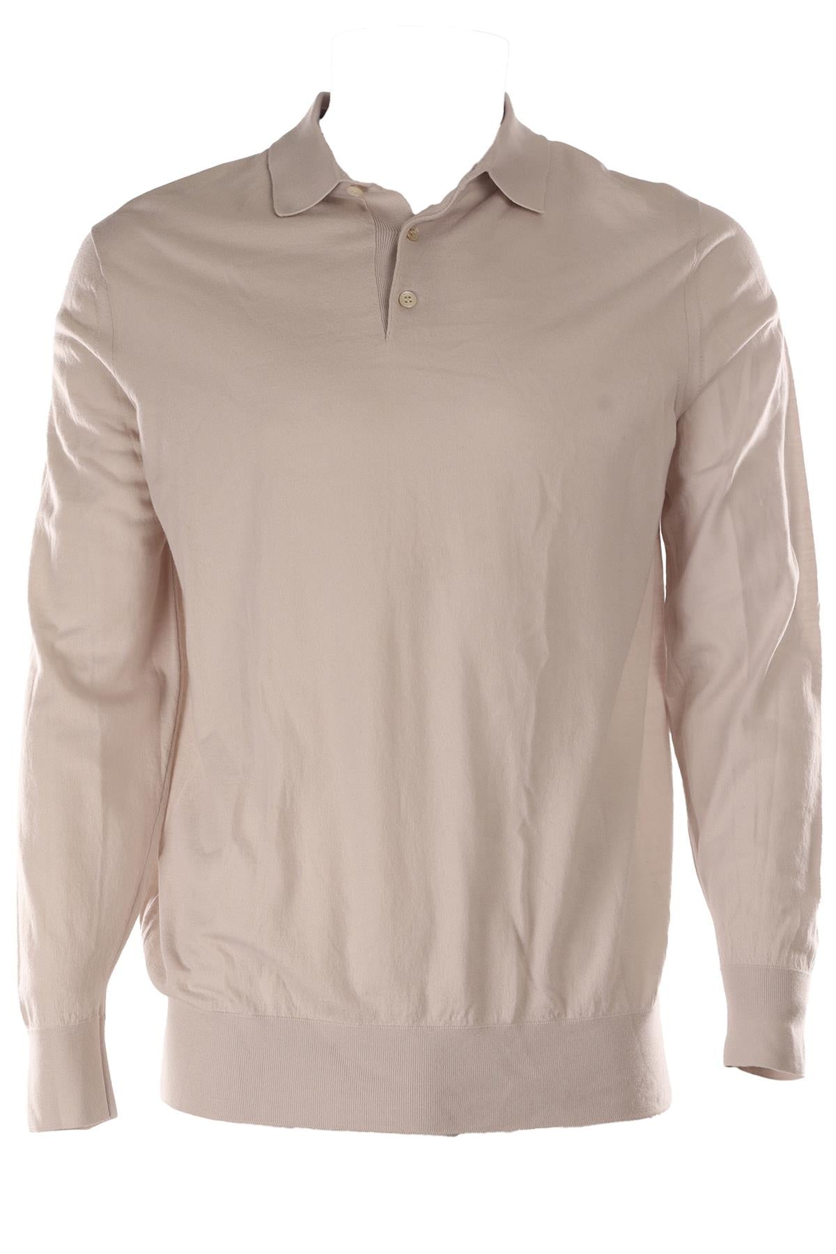 LORO PIANA GREY MEN'S WOOL POLO SWEATER IT 56 UK/US 46