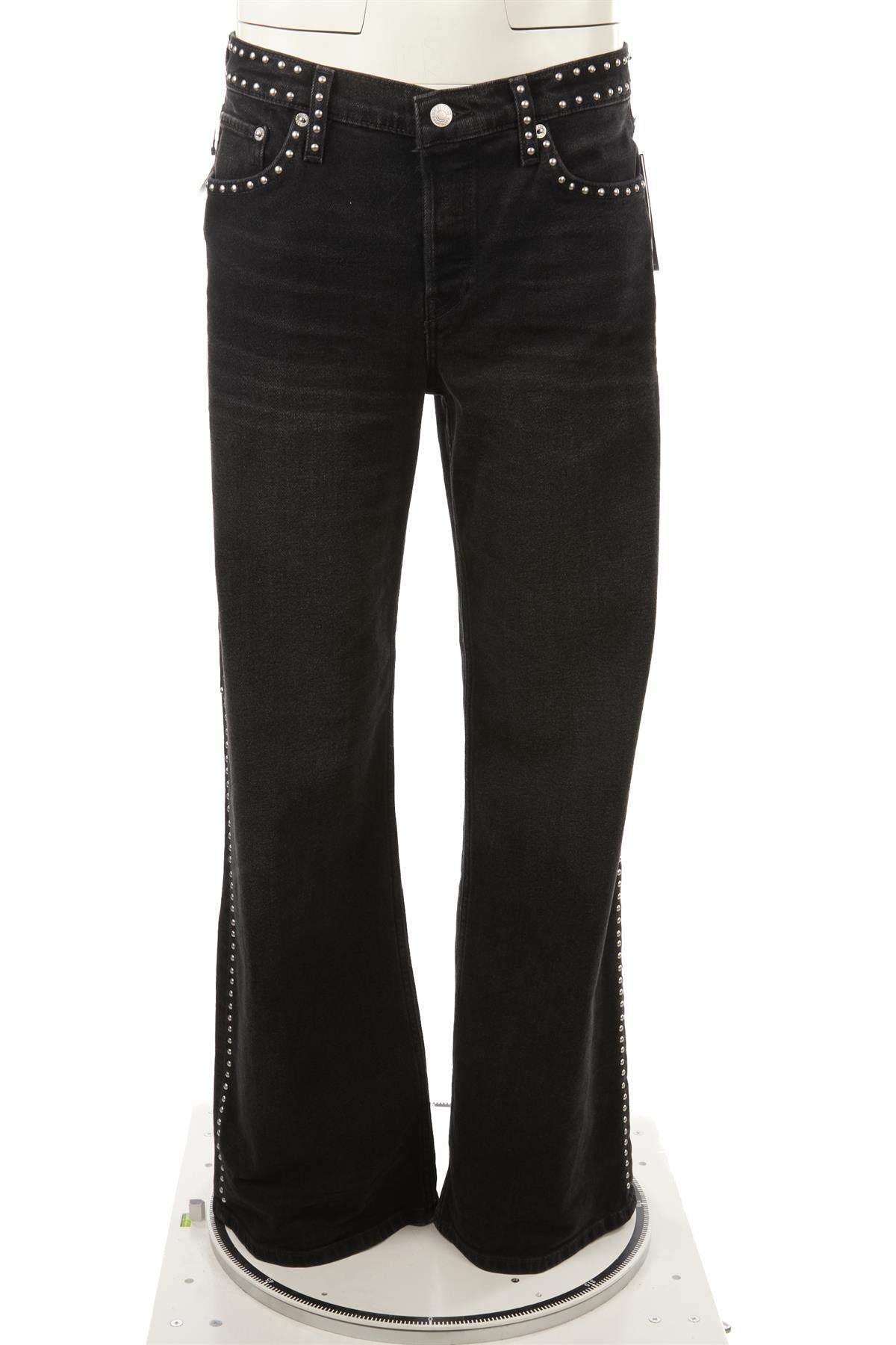 RE/DONE BLACK HIGH RISE WIDE LEG JEANS W30