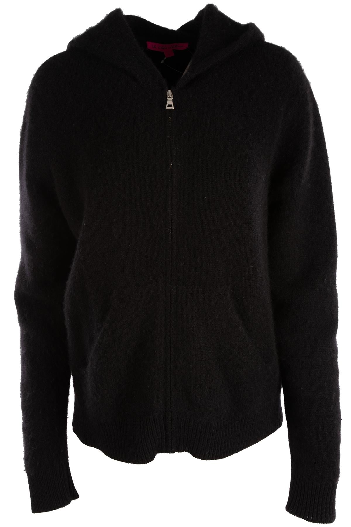 THE ELDER STATESMAN BLACK CASHMERE HOODIE LARGE