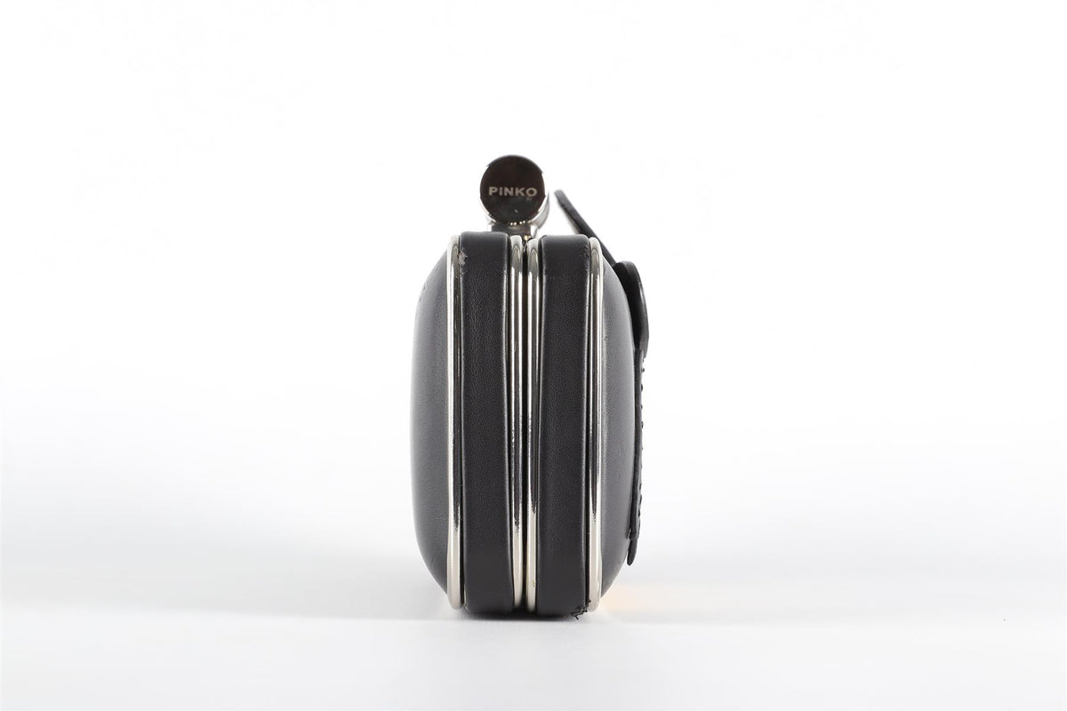 PINKO BLACK LEATHER CLUTCH