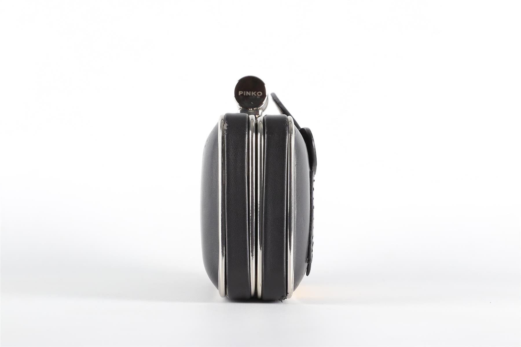 PINKO BLACK LEATHER CLUTCH