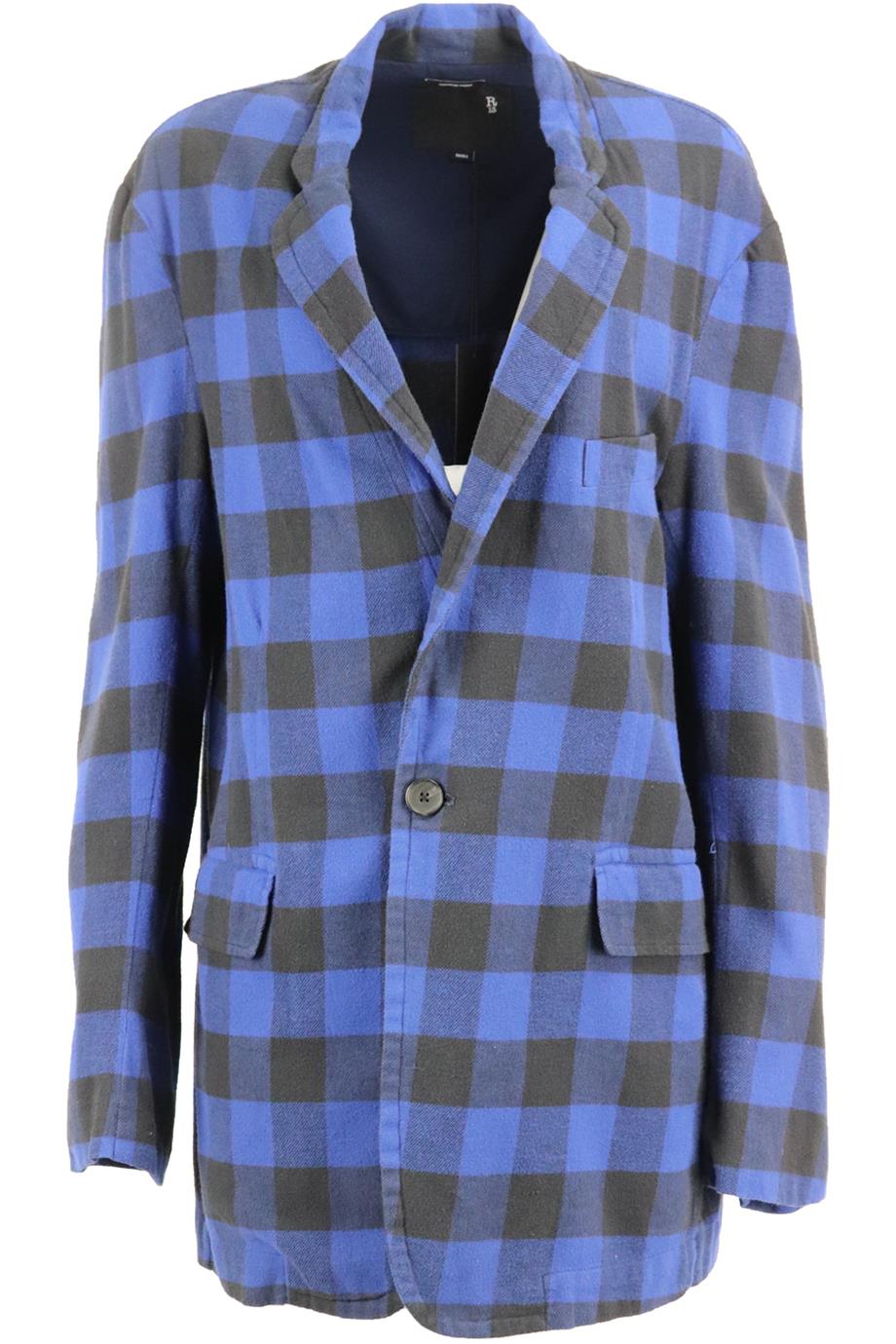 R13 OVERSIZED CHECKED COTTON BLAZER SMALL