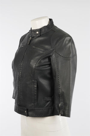 FENDI GREY VINTAGE LEATHER JACKET IT 40 UK 8