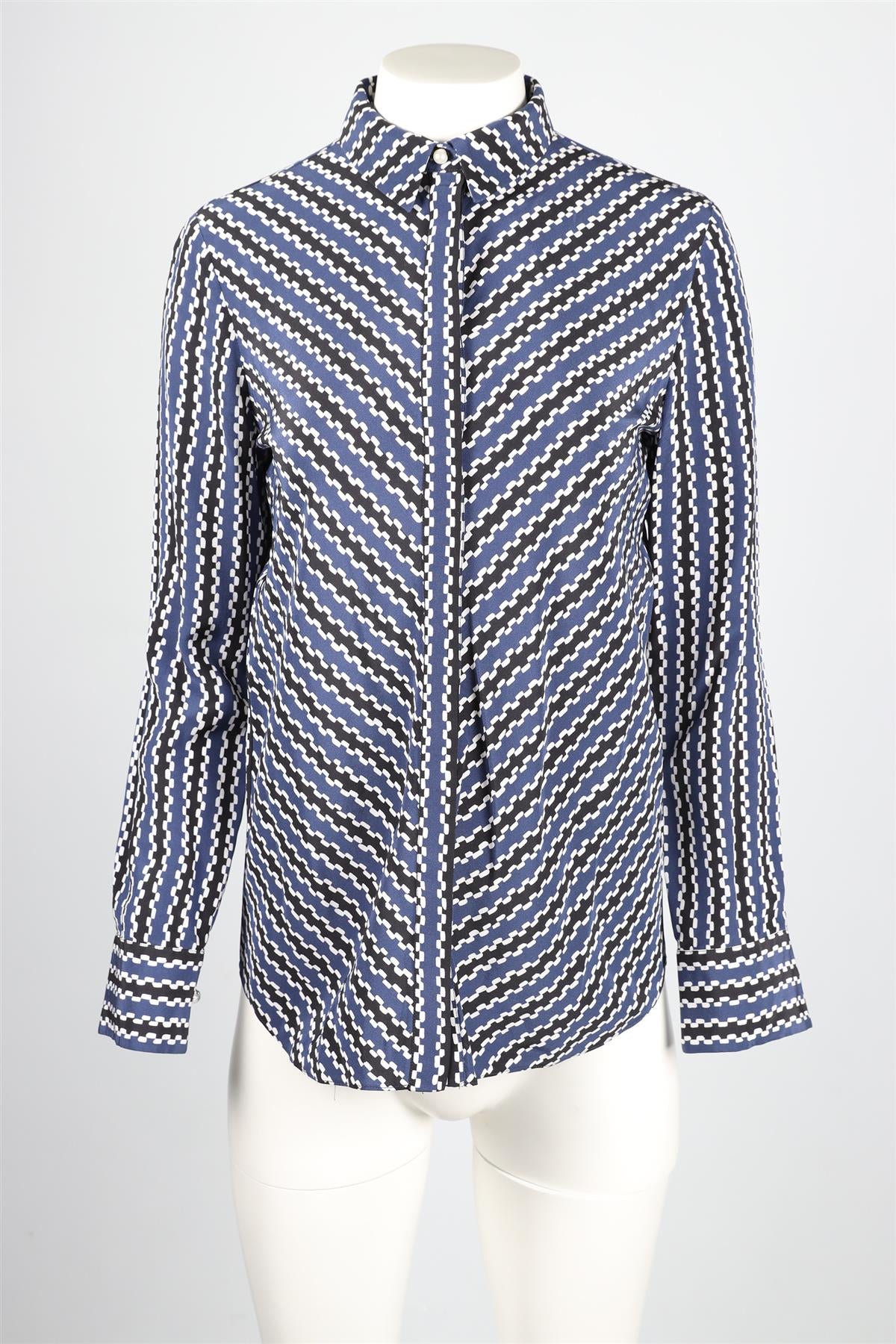 ALTUZARRA BLUE STRIPED SILK SHIRT FR 38 UK 10