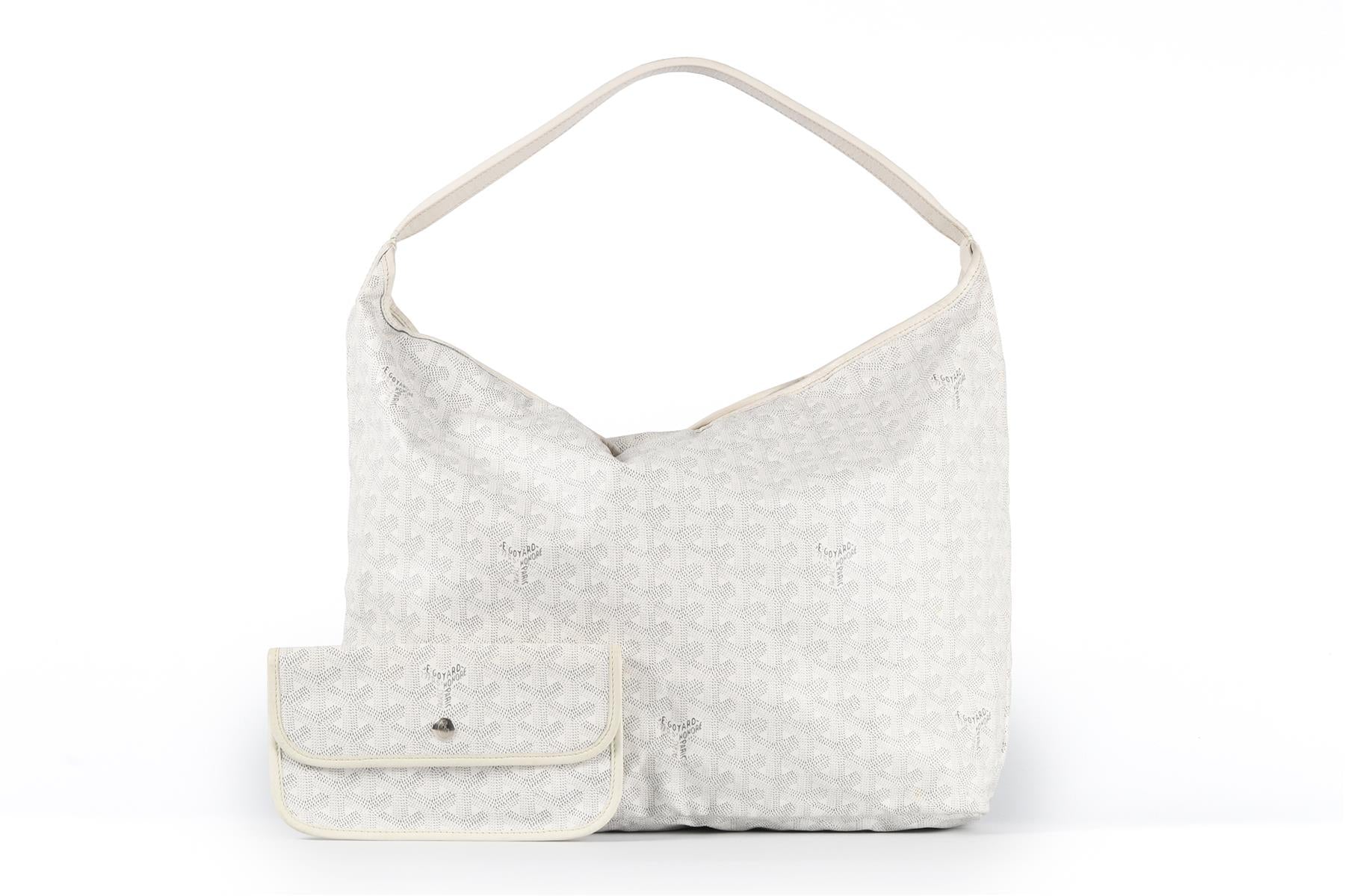 GOYARD WHITE BOHÈME HOBO COATED CANVAS SHOULDER BAG