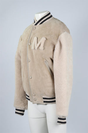 ISABEL MARANT BEIGE SHEARLING AND SUEDE BOMBER JACKET SMALL