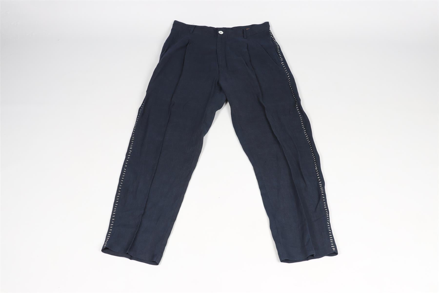 HARAGO NAVY MEN'S LINEN PANTS SMALL