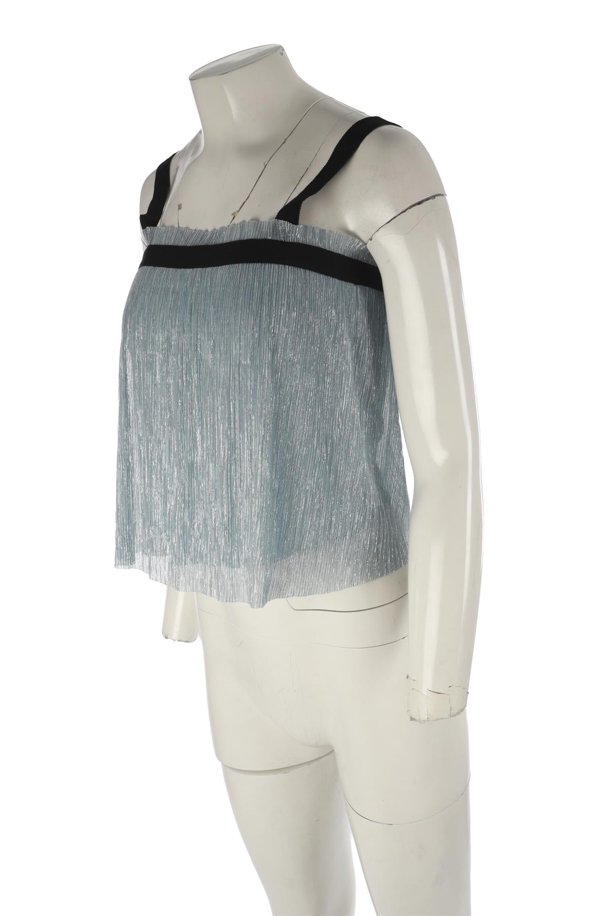 MAJE BLUE PLISSE TOP UK 8