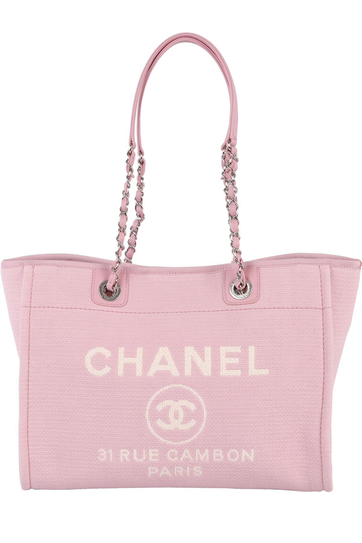 CHANEL PINK 2022 DEAUVILLE SMALL FABRIC TOTE BAG