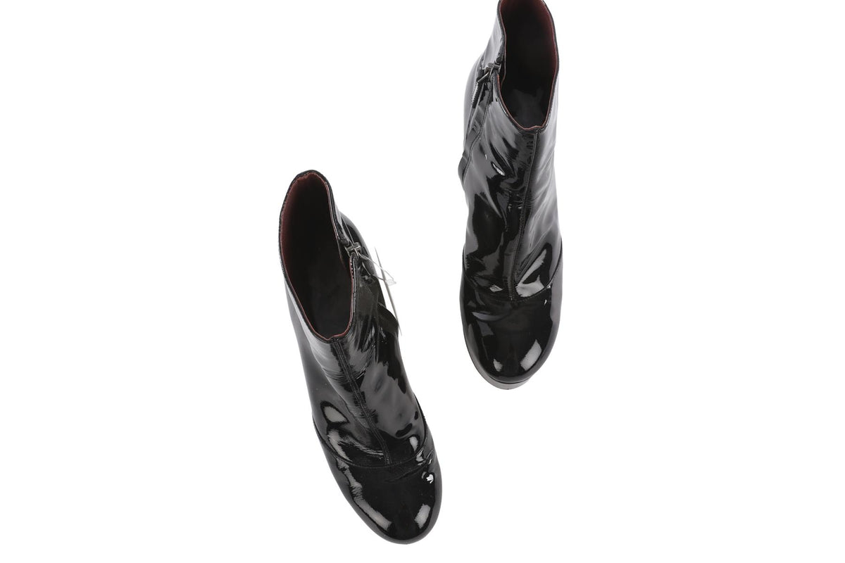 MARC JACOBS BLACK PATENT LEATHER PLATFORM ANKLE BOOTS EU 38.5 UK 5.5 US 8.5