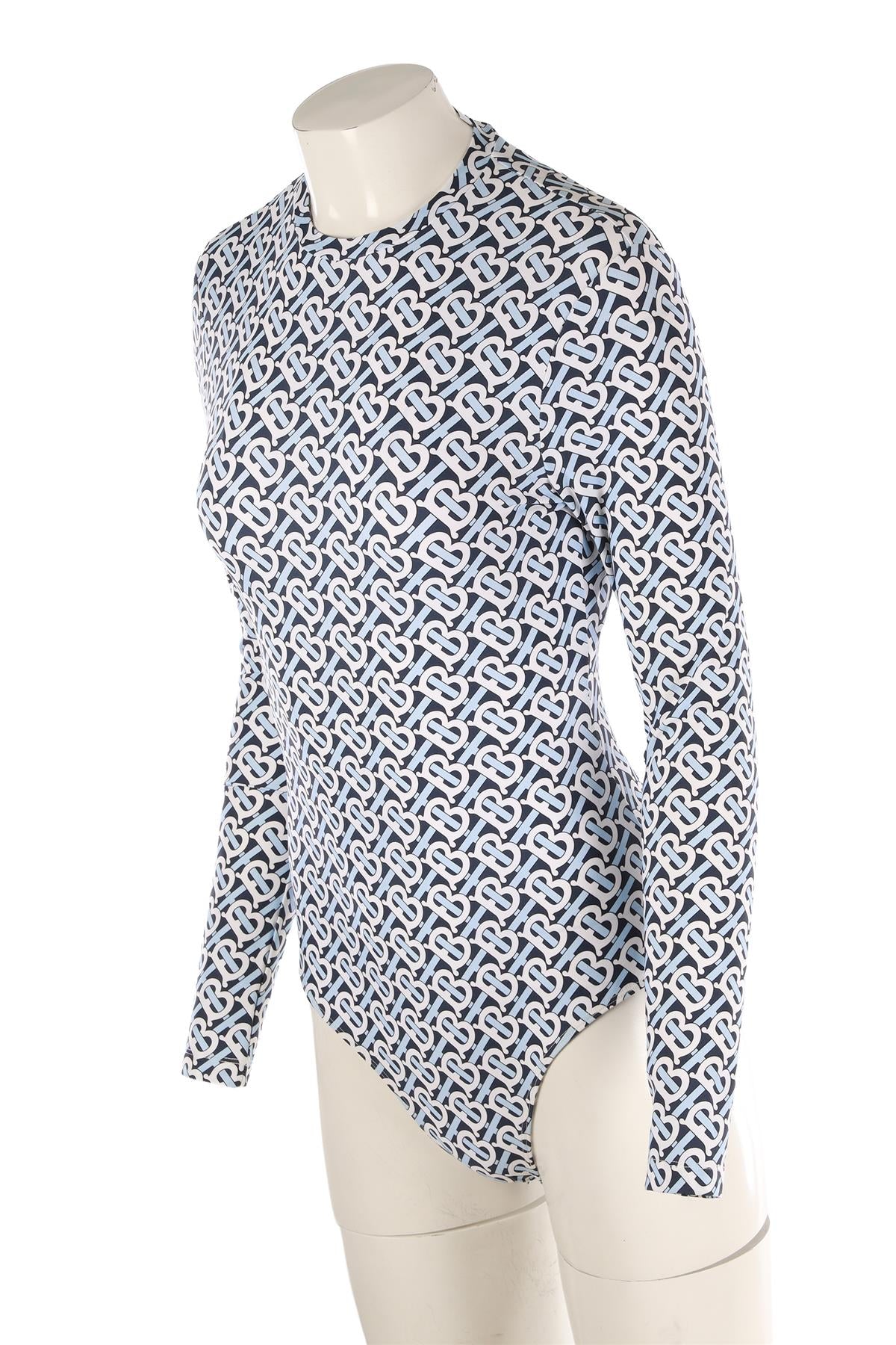 BURBERRY BLUE JERSEY BODYSUIT MEDIUM