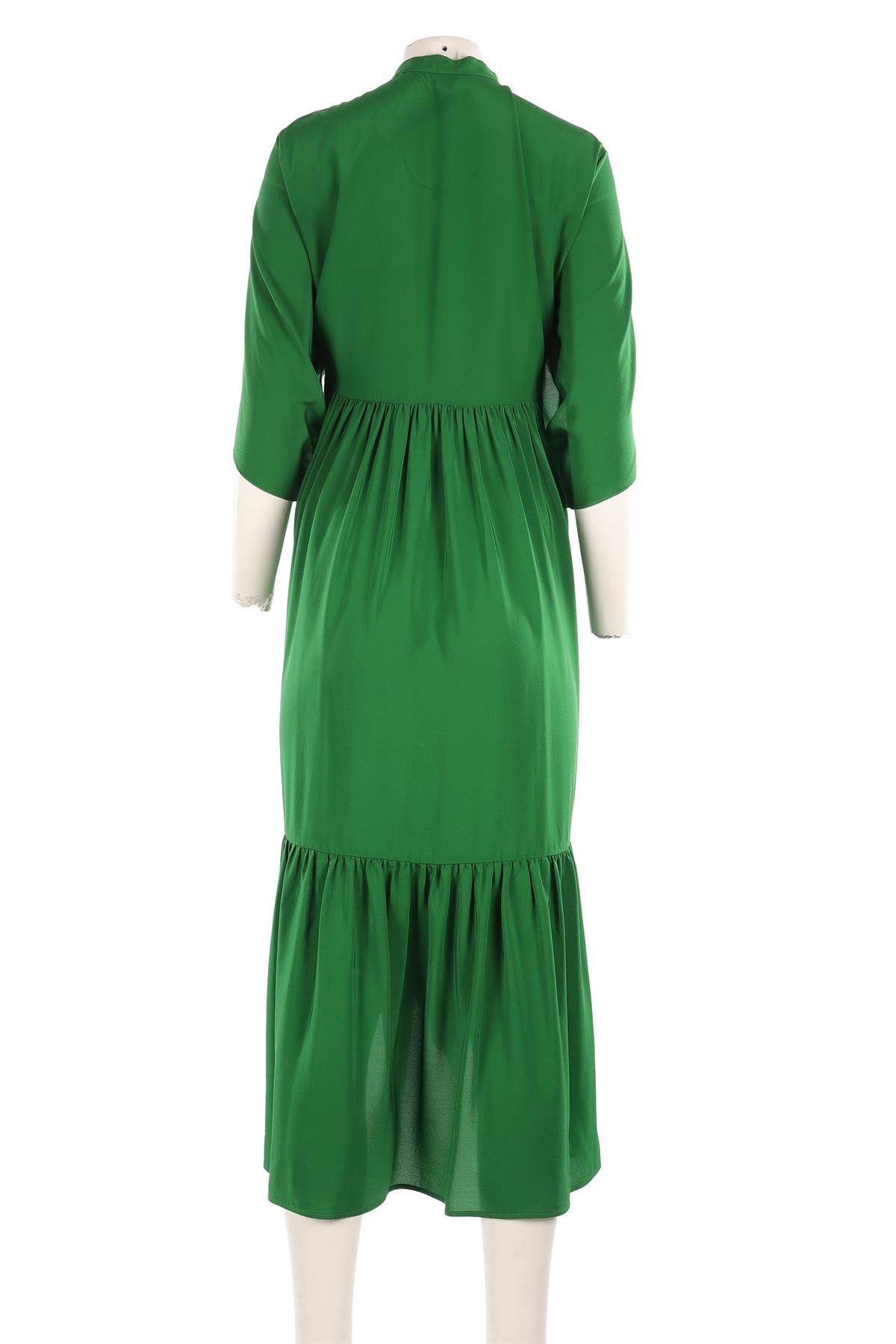 PETAR PETROV GREEN SILK MIDI DRESS FR 40 UK 12