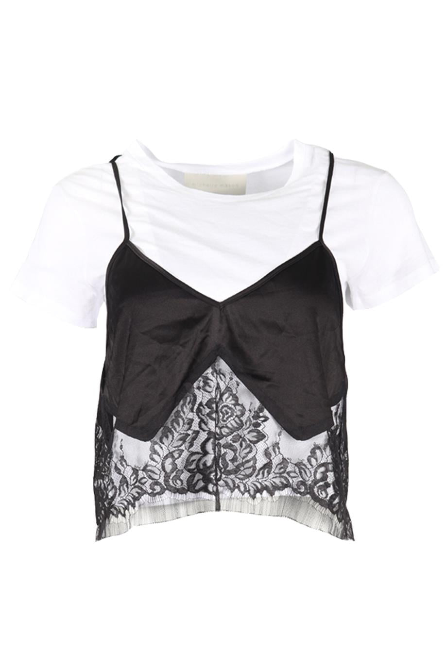MICHELLE MASON LACE AND COTTON T-SHIRT SMALL