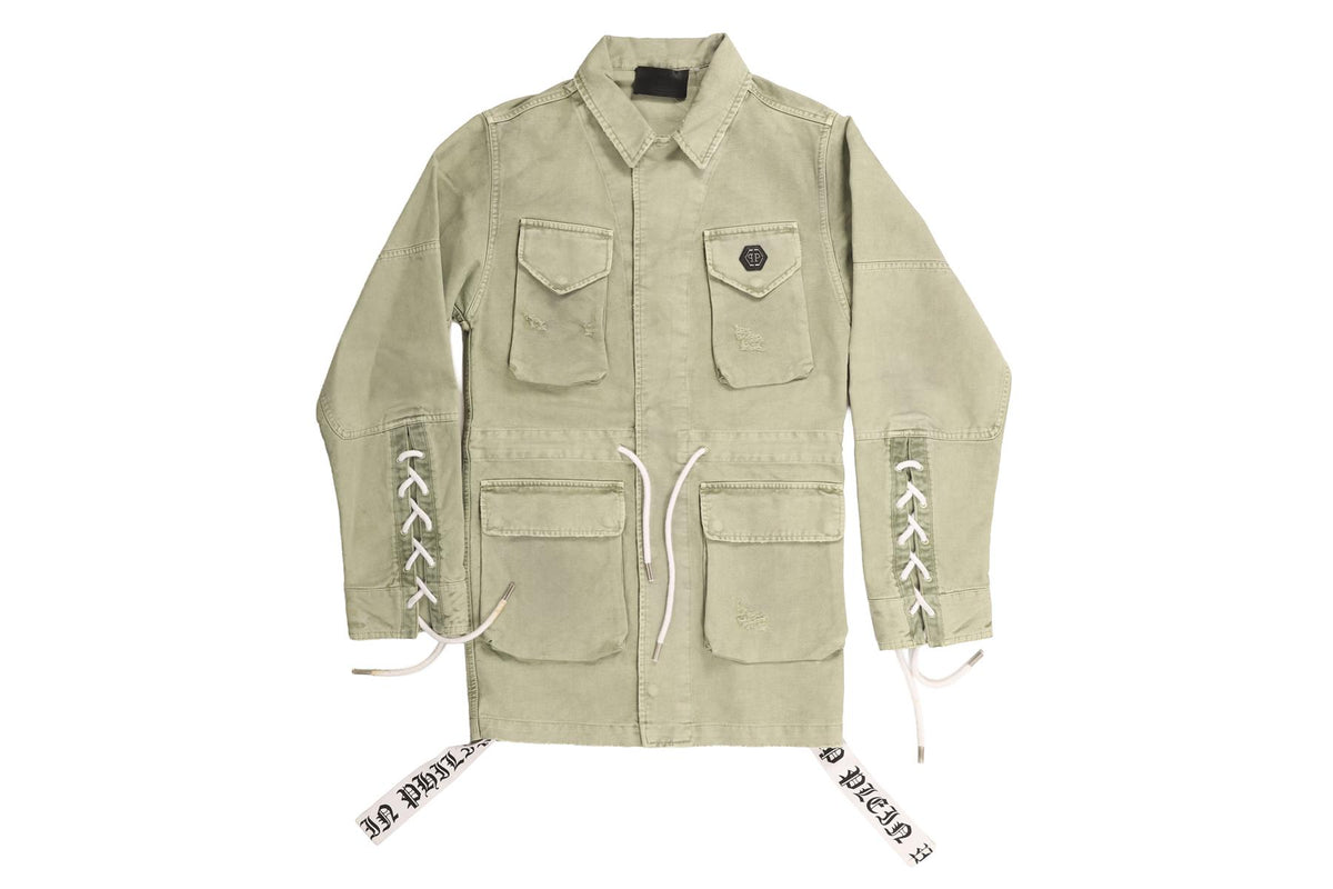 PHILIPP PLEIN GREEN COTTON JACKET XSMALL