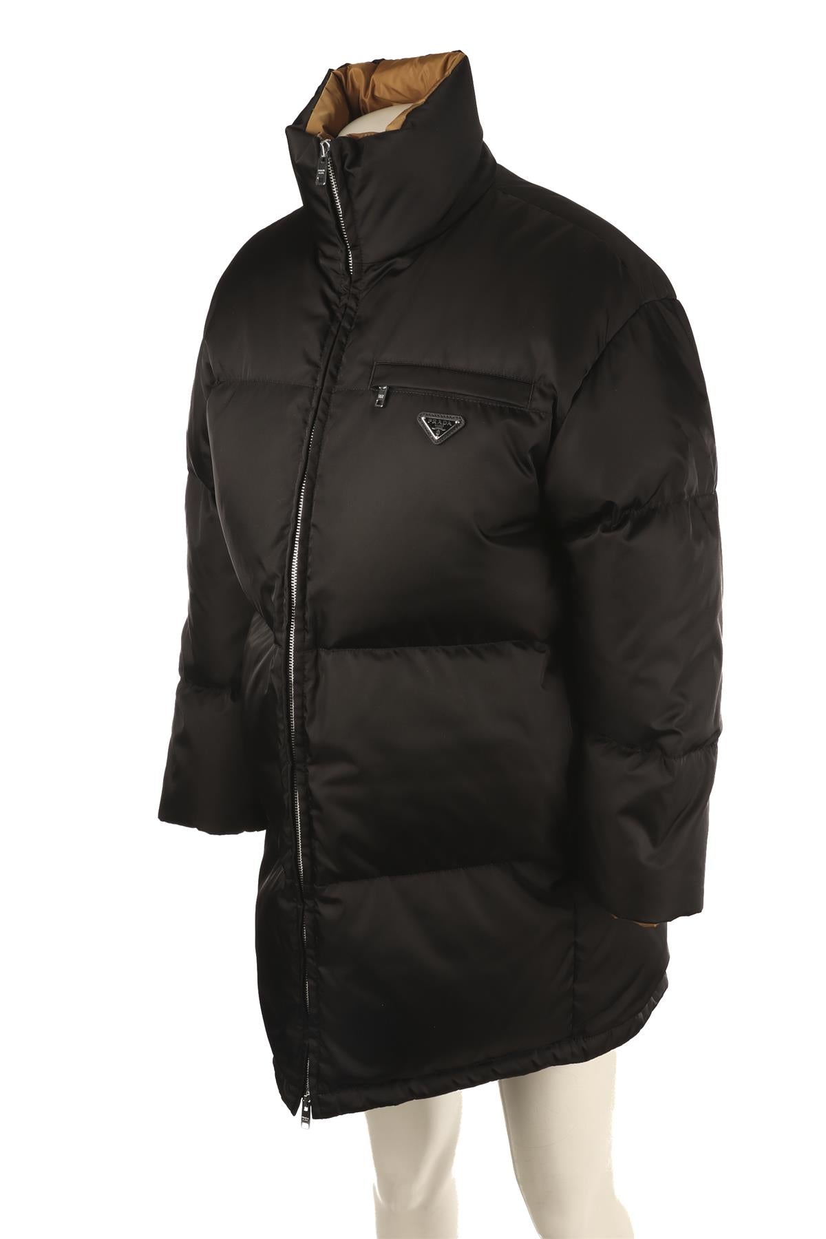 PRADA BLACK RE-NYLON PADDED DOWN JACKET IT 36 UK 4