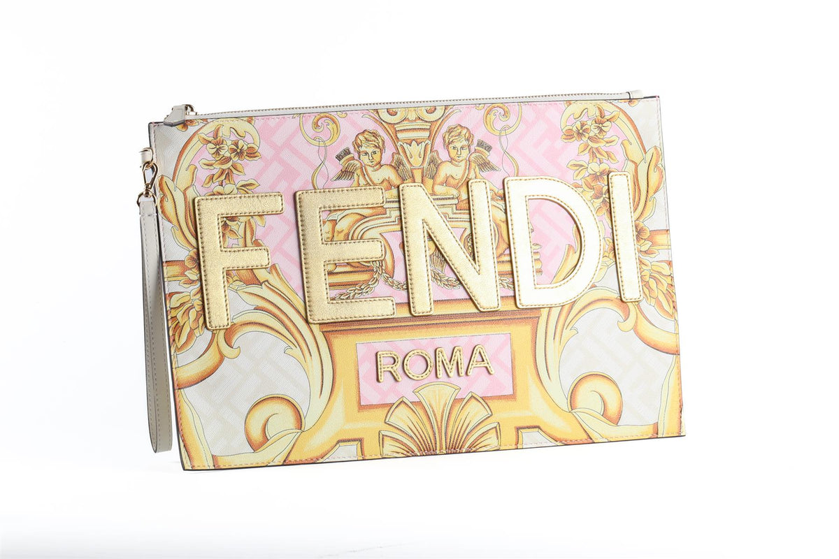 FENDACE PINK FF LEATHER CLUTCH