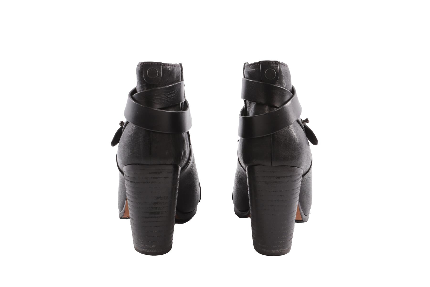 RAG & BONE BLACK LEATHER ANKLE BOOTS EU 38