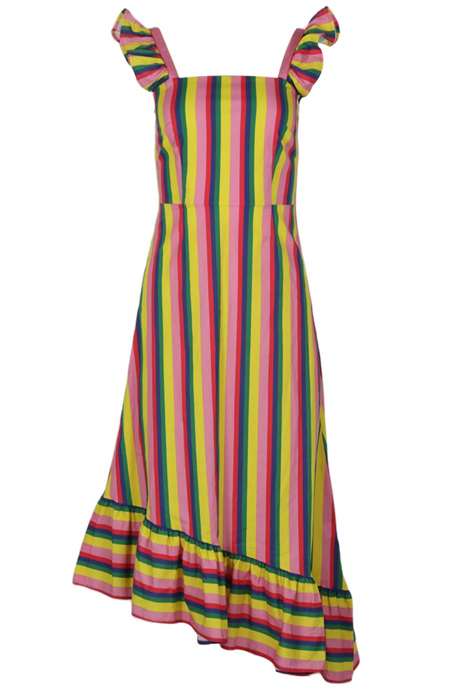 STAUD STRIPED COTTON MIDI DRESS US 2 UK 6