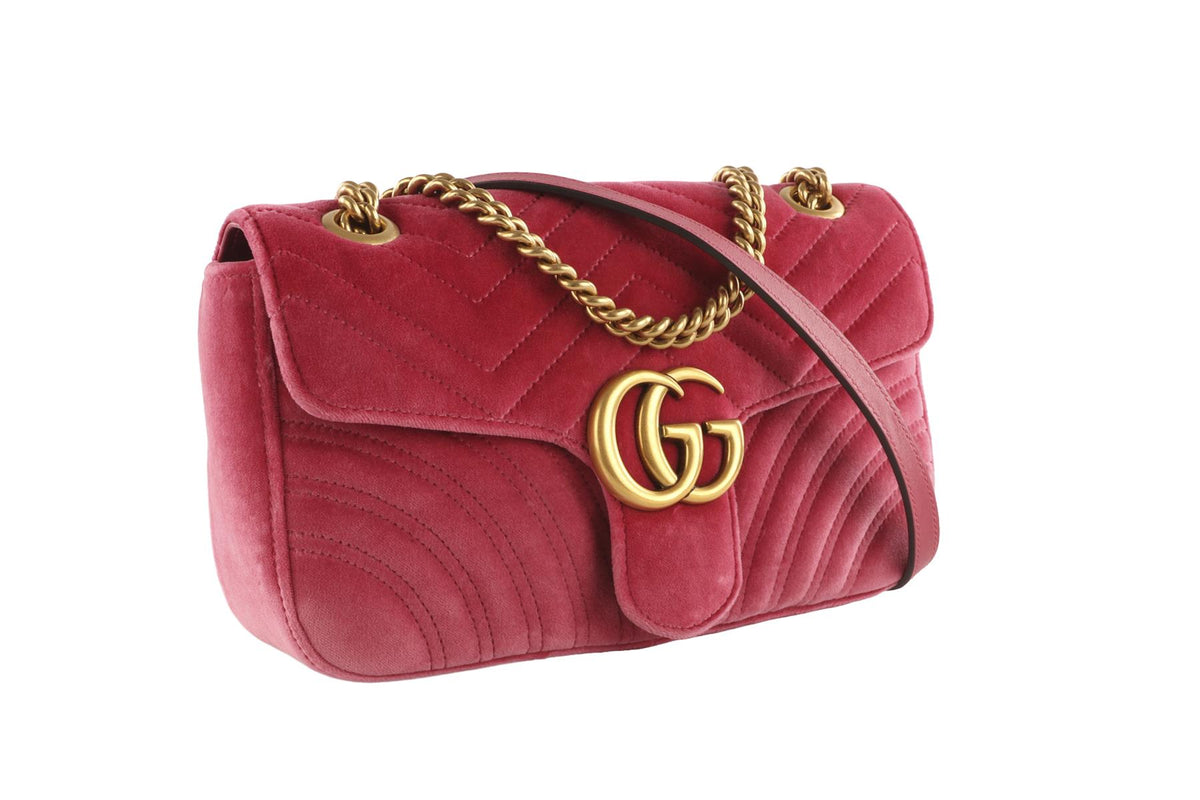 GUCCI PINK MARMONT VELVET SHOULDER BAG