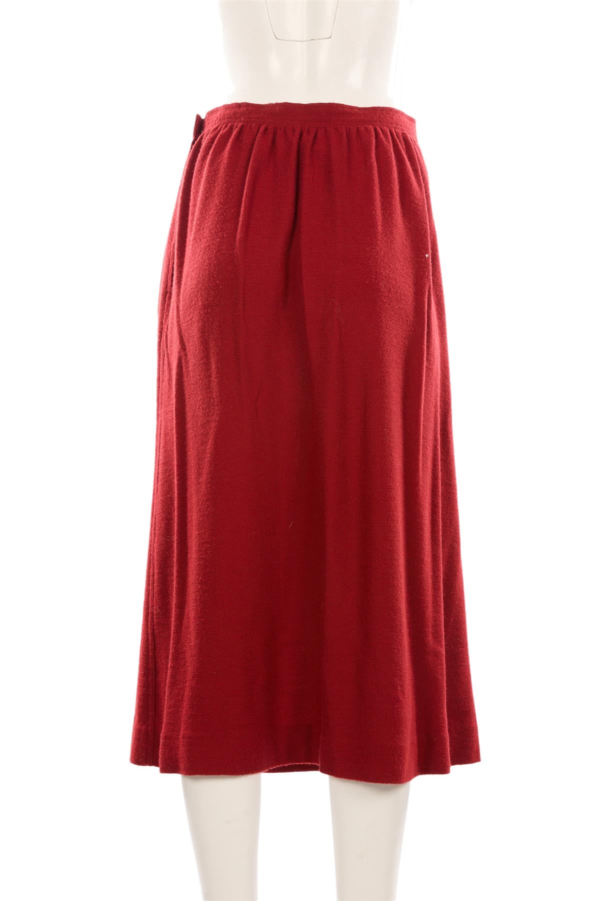CHRISTIAN DIOR RED WOOL MIDI SKIRT UK 14